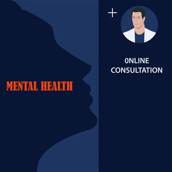 Duševní Zdraví Online Konzultace Lékařem Obrázek Profilu Ženy Vektor Karanténa — Stockový vektor