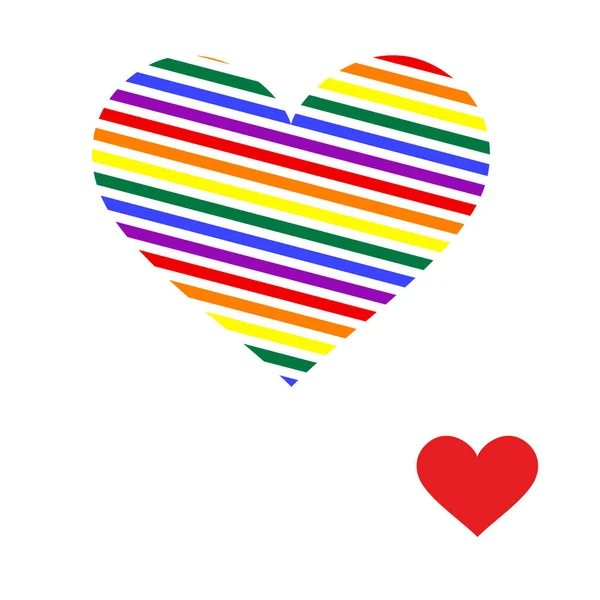 Srdce Duhové Barevné Čáry Izolované Bílém Pozadí Vektor Gay Pride — Stockový vektor