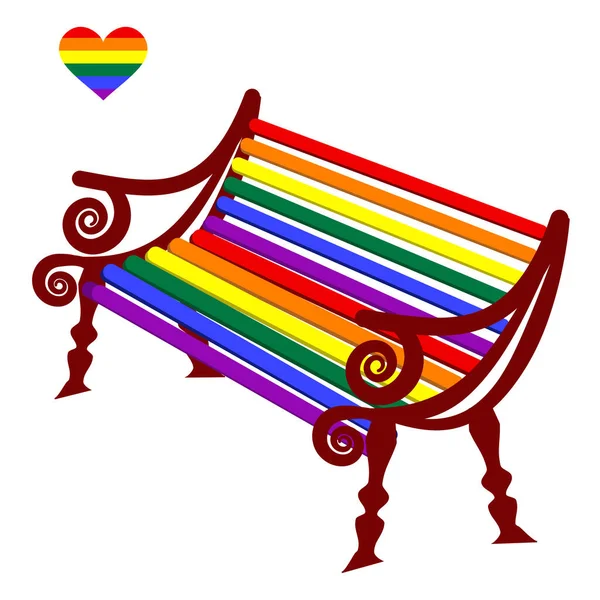 Duhová Barevná Čára Lavice Izolované Bílém Pozadí Vektor Gay Pride — Stockový vektor