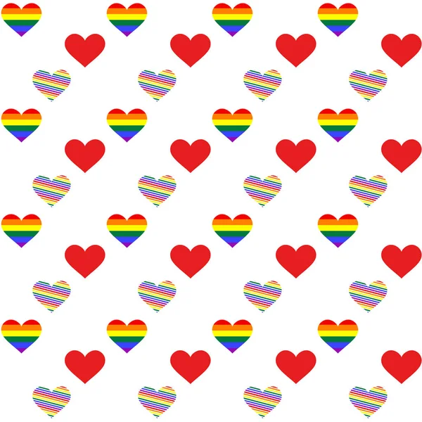 Vzor Duhových Barevných Prvků Srdcí Vektor Gay Pride Koncept Lgbt — Stockový vektor