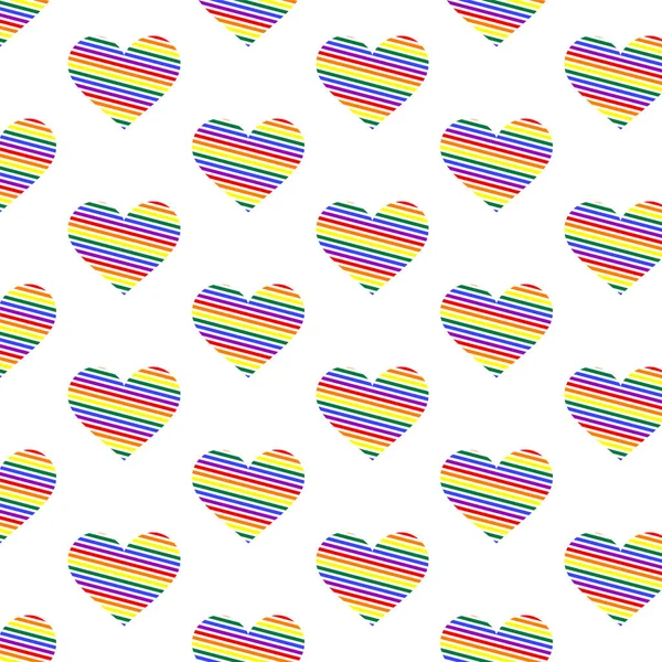 Patroon Hart Regenboog Kleurrijke Lijnen Vector Homo Trots Lgbt Concept — Stockvector