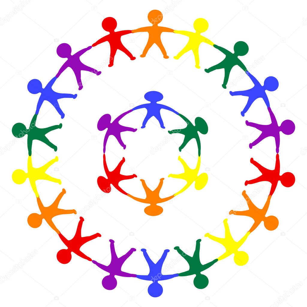 Colorful rainbow men - round frames - design element - isolated on white background - vector. Gay Pride. LGBT concept.