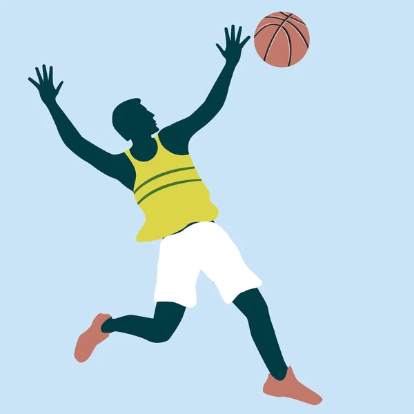 Jugador Baloncesto Con Una Pelota Vector Concepto Deportivo — Vector de stock