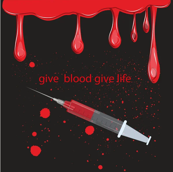 Mengalir Tetes Merah Jarum Suntik Seni Kreatif Vektor Poster Motivasi - Stok Vektor