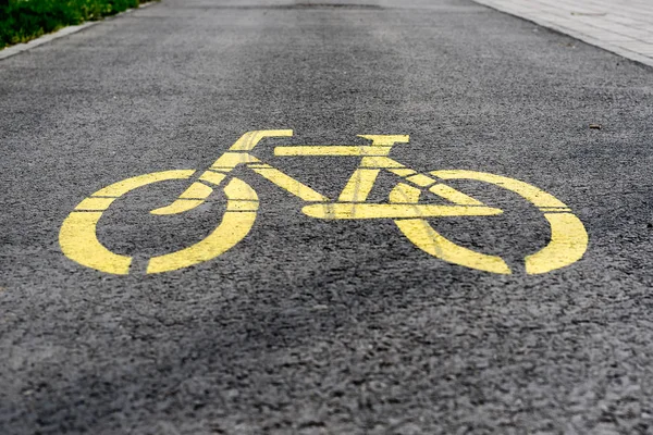 Znak żółty rower — Zdjęcie stockowe
