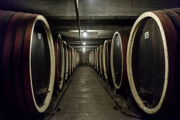 Bir winery içinde varil satır