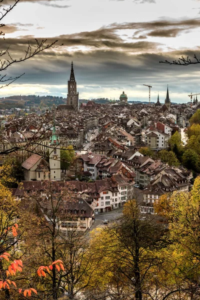 Bern Eski Aare Nehri Nin Bern Sviçre Gün Batımında Şehrin — Stok fotoğraf