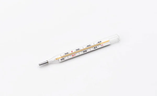 Medische Thermometer Voor Het Meten Van Lichaamstemperatuur Een Witte Achtergrond — Stockfoto