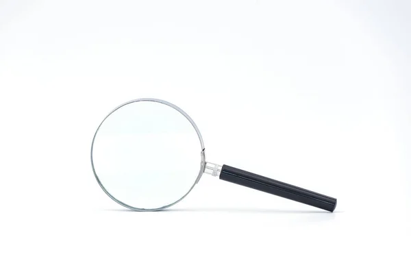 Black Handle Metal Rim Magnifying Glass White Background — Stock Photo, Image