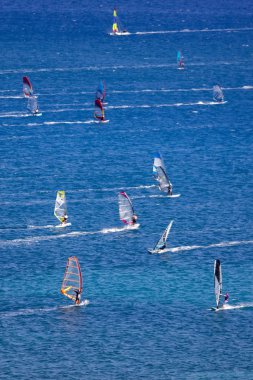 Rüzgar Sörfü Vassiliki Bay, Lefkada Adası, Yunanistan