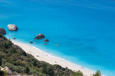 Megali Petra beach Lefkada Adası, Yunanistan