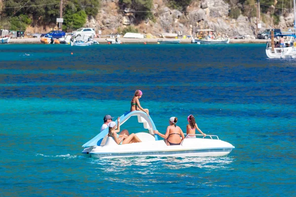 Family on the pedal boat