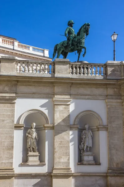 Albertina Museum and statue of the Hapsburg emperor Joseph 2  in Vienna, Austria.