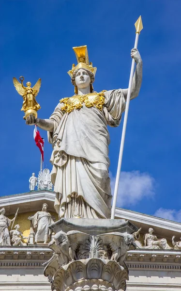 Statue Pallas Athena Golden Helmet Parliament Vienna Austria — Stock Photo, Image