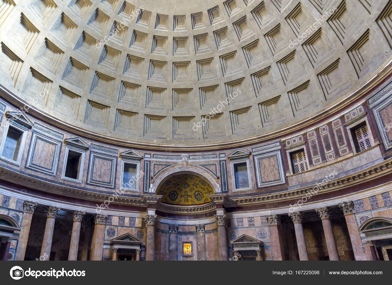 Ancient Roman Pantheon Temple Interior Stock Photo