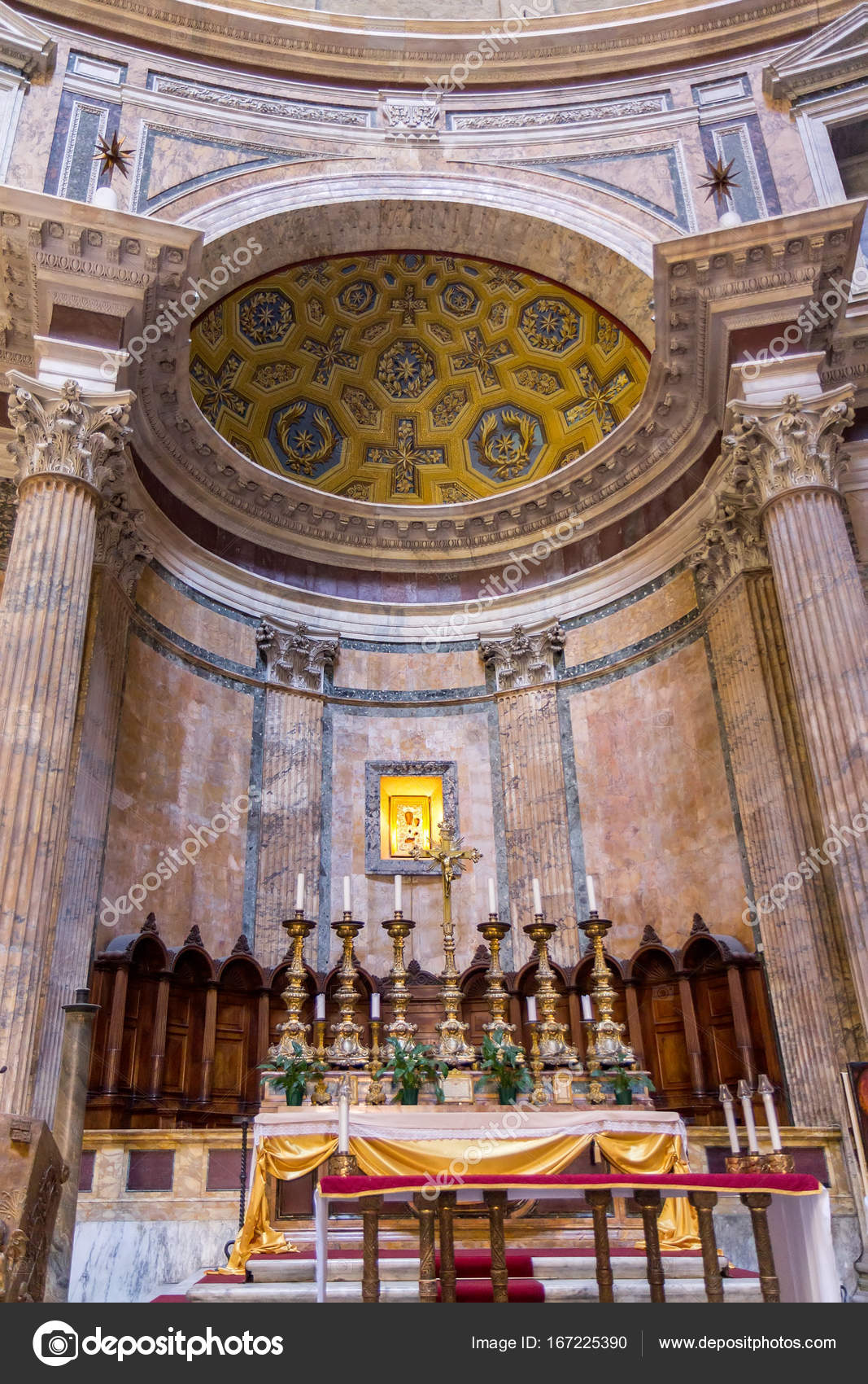 Ancient Roman Pantheon Temple Interior Altar Stock Photo
