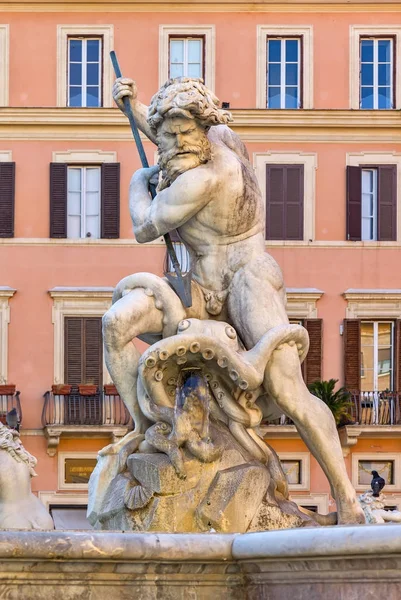 Neptunus Fontein in piazza navona, rome, Italië. — Stockfoto