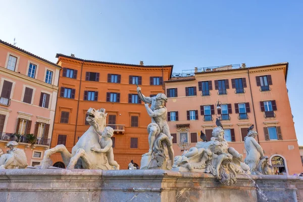 Neptunova kašna v piazza navona, Řím, Itálie. — Stockfoto