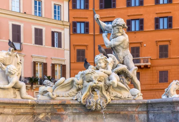 Neptunbrunnen in piazza navona, rom, italien. — Stockfoto