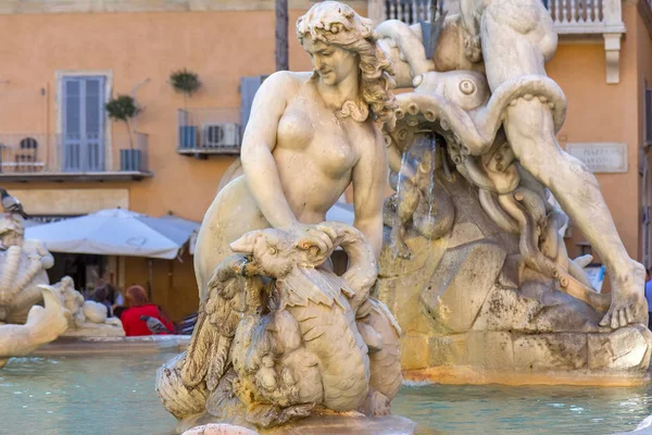 Neptunus Fontein in piazza navona, rome, Italië. — Stockfoto