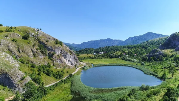 Vista Aérea Sobre Lago Montaña Durmitor — Foto de Stock