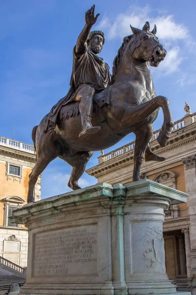 Estátua Equestre Marco Aurélio Roma Itália — Fotografia de Stock