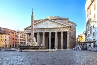 Antik Roma Pantheon Tapınağı, önden görünüm - Roma, İtalya