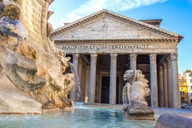 Antik Roma Pantheon Tapınağı, görünümü Fountain - Roma, İtalya