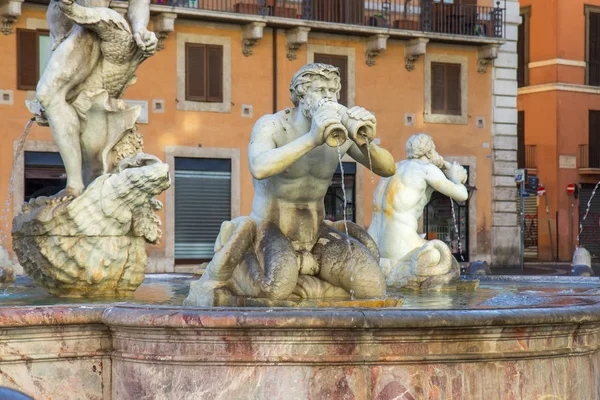 Fontein Het Plein Navona Rome Italië — Stockfoto