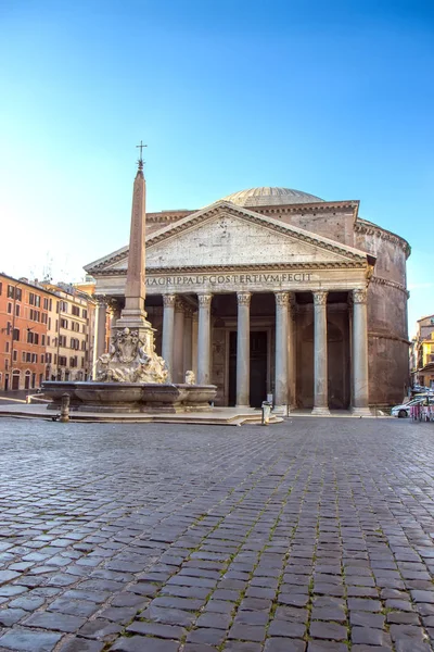 Starověký Římský Pantheon Chrám Pohled Zepředu Řím Itálie — Stock fotografie