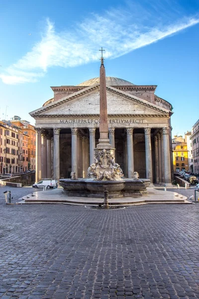 Antika Roman Pantheon Tempel Framifrån Rom Italien — Stockfoto