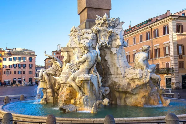 Fuente Los Cuatro Ríos Piazza Navona Roma — Foto de Stock