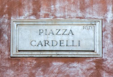 Sokak tabelası Piazza Cardelli Roma, İtalya