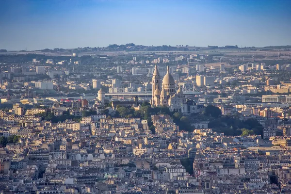 Aerial view of the Paris with Sacre coeur Basilica — Stock Photo, Image