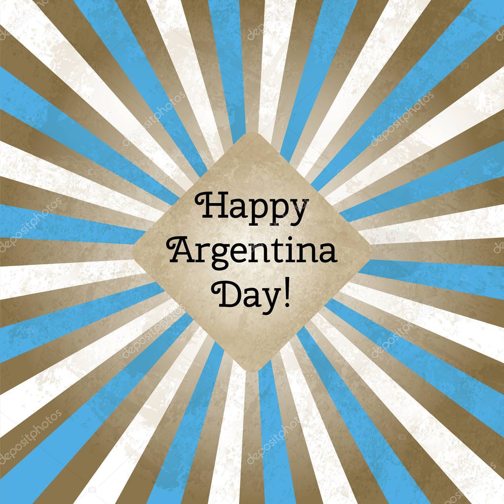 Vector illustration for Day of Argentina, retro style greeting card. Design template for poster, banner, flayer, greeting, invitation. Independence day card. Argentinian national day design.