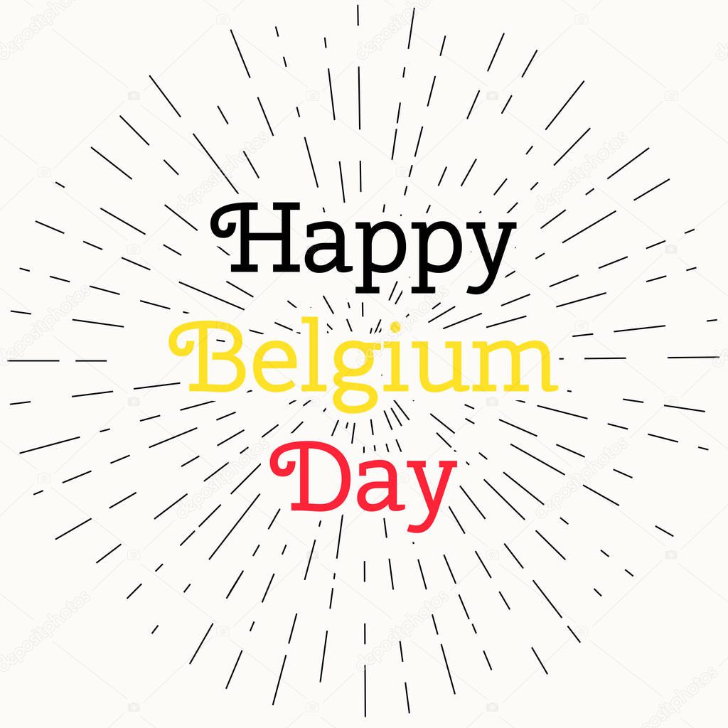 Vector illustration Happy Belgium day. Concept Independence Day, lettering. Design template for greeting card, banner, flayer, invitation, web in vintage style.