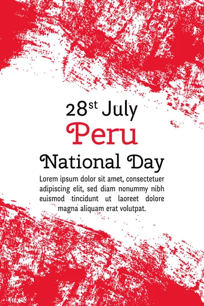 Vektor illustration Peru nationaldagen, peruanska flagga i trendig grunge stil. 28 juli design mall för banner, hälsning, Rackarn, affisch, inbjudningskort. Självständighetsdagen kort. Nationaldagen design — Stock vektor