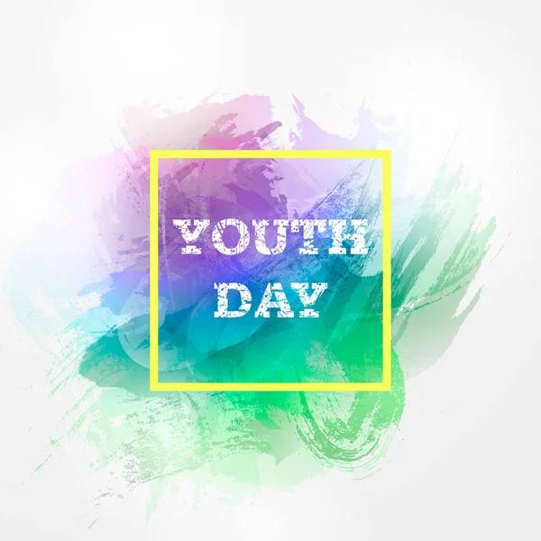 Vektor Illustration für den internationalen Jugendtag. handgezeichnetes Aquarell hellen Feiertagshintergrund am 12. august.happy youth day. Designvorlage für Grußkarte, Einladungskarte, Banner, Web, Poster, Flyer — Stockvektor