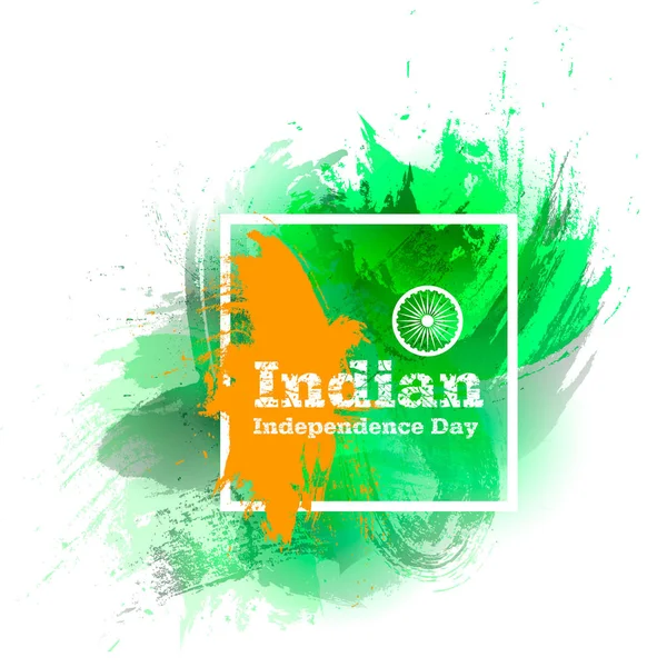 Vektör çizim Hint Bağımsızlık günü, Hindistan bayrağı trendy tarzı. 14 Ağustos. Poster, afiş, illüstrasyon, tebrik, davetiye için suluboya tasarım şablonu. Bağımsızlık günü kartı. Ulusal günü — Stok Vektör