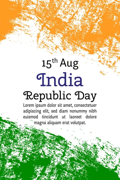 Ilustración vectorial Día de la Independencia de la India, bandera de la India en estilo moderno. 14 de agosto. Plantilla de diseño de acuarela para póster, banner, flayer, saludo, tarjetas de invitación.Tarjeta de día de la independencia. Día nacional — Archivo Imágenes Vectoriales