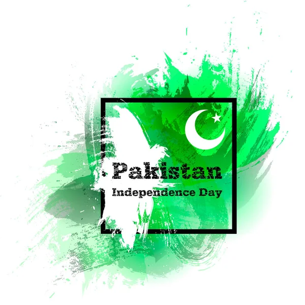 Vektör çizim 14 Ağustos Pakistan Bağımsızlık günü grunge tarzı için. Tasarım şablonu poster, afiş, illüstrasyon, tebrik, davetiyeler. Pakistan Bağımsızlık günü kartı. Milli gün tasarım — Stok Vektör