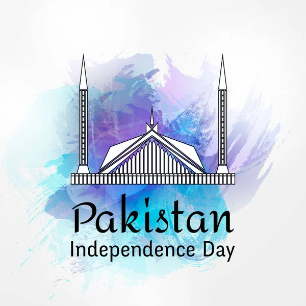 Vektorillustration för 14 augusti Pakistan självständighetsdagen i platt stil. Berömda Pakistan moskén ikonen. Utforma mallen affisch, banner, Rackarn, hälsning, inbjudningskort. Självständighetsdagen. Nationaldag — Stock vektor