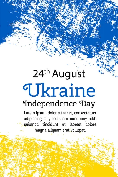 Vektorové ilustrace den nezávislosti Ukrajiny, ukrajinská vlajka v módní grunge stylu. 27. srpna Navrhněte šablonu pro banner, leták, plakát, pozvánka pozdrav. Karta, Den nezávislosti. Národní den — Stockový vektor