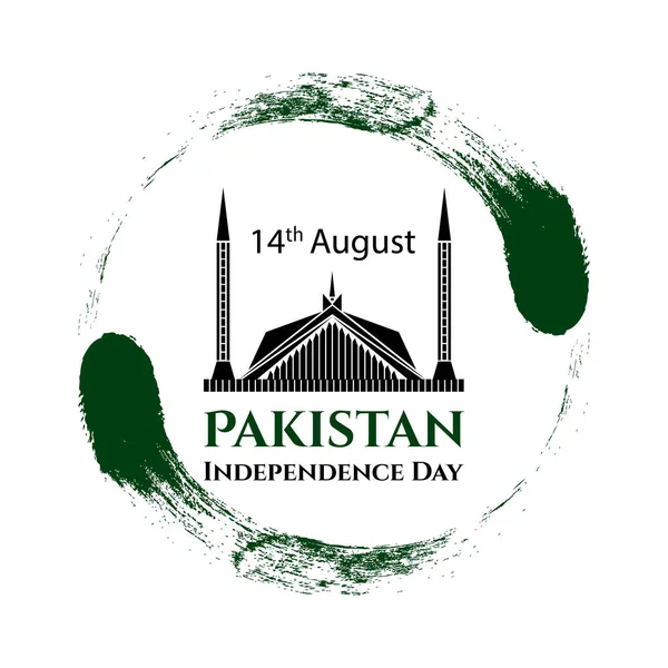 Vektör çizim Pakistan Bağımsızlık günü. Pakistan bayrağı trendy vintage tarzı. 14 Ağustos poster, afiş, illüstrasyon, tebrik, davetiye için şablon tasarlayın. Bağımsızlık günü kartı. — Stok Vektör