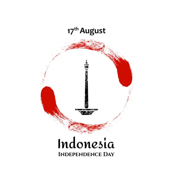 17 8 月印度尼西亚独立日在 grunge 风格的矢量图。设计海报、 横幅、 心魔、 问候、 邀请卡模板。独立日卡。印度尼西亚国庆设计 — 图库矢量图片