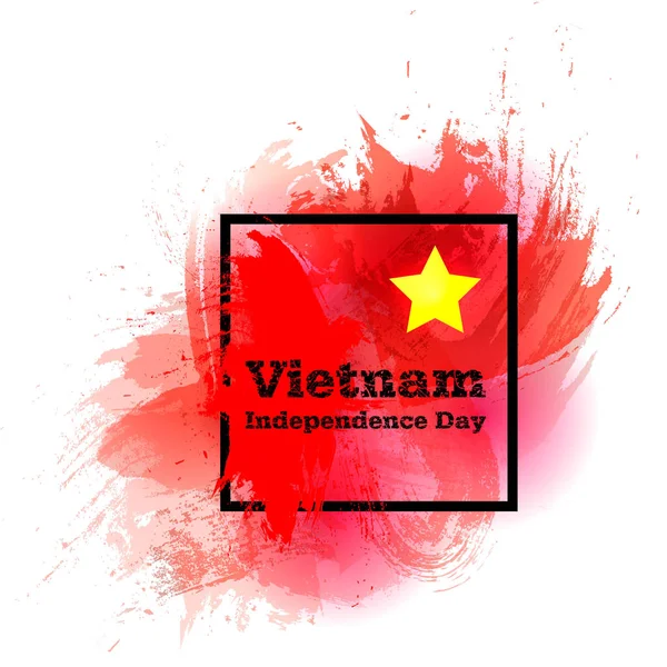 Векторні ілюстрації День незалежності В'єтнам, В'єтнам прапор у модному гранж vintage стиль. 2 вересня шаблон для плакат, банер, гицеля, привітання, запрошення. День незалежності картки. — стоковий вектор