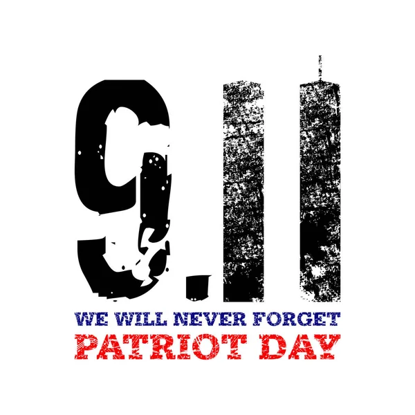 11 de Setembro. Ilustração vetorial para feriado americano, Patriot Day. American Twin Towers símbolo nacional, modelo de design 11.9 para cartaz, banner, flayer, saudação, cartão de convite. Dia da independência — Vetor de Stock