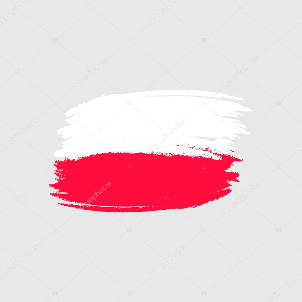 Vector flag of Poland. Vector illustration for Poland Independence Day. Polish flag in trendy grunge style. National Day Design template for poster, banner, flayer, web, greeting, invitation card