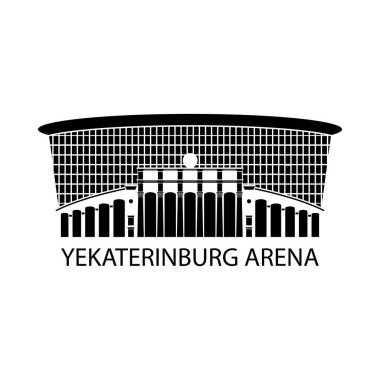 Rus Stadyumu işareti simgesi, vektör çizim. Logo yuvarlak Arena, Rusya. İzole futbol stadyumu. Poster, afiş, illüstrasyon, tebrik, davet, web için düz tasarım şablonu. Şampiyonluk 2018