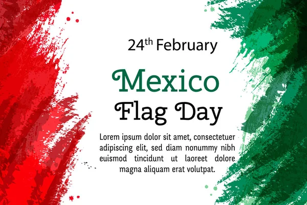Vector illustration Mexico National Day, Mexican flag in trendy style. 24 February Day of Flag Mexico. Design template for poster, banner, flayer, greeting,invitation card.Independence day card. — Stock Vector
